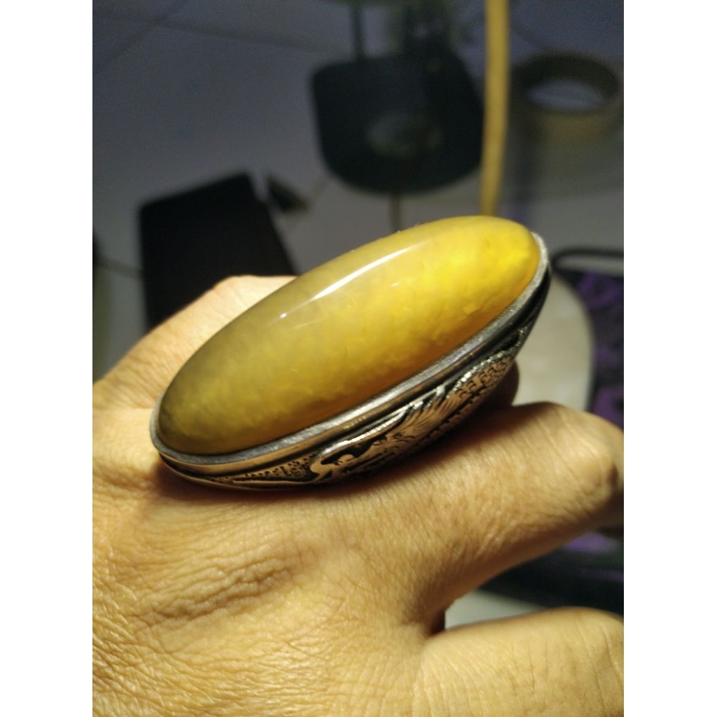 Batu Istimewa Pandan Nanas Lawas Ring Perak Natural