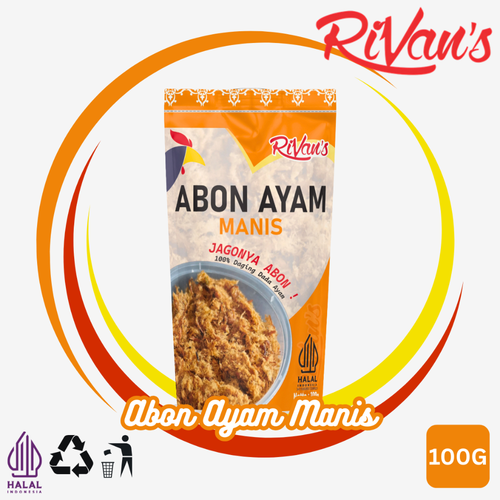 Abon Ayam Manis 100gr Rivan – Abon Ayam 100% Daging Ayam Asli – Abon Manis