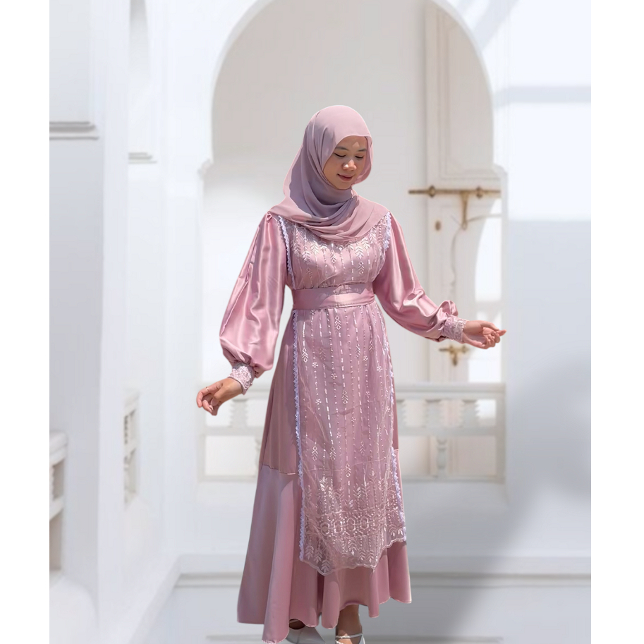 Baju Gamis Kondangan Adinda Dress Terbaru Gaun Kondangan Wanita Dress Brukat Simple Kekinian