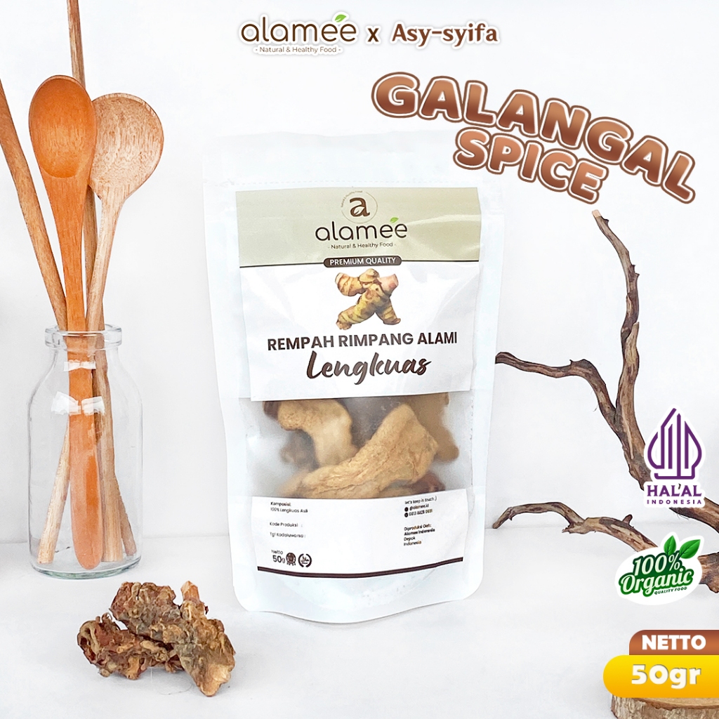 

ALAMEE Lengkuas Kering Dried Galangal Iris Rempah Organik Alami Bumbu Seasoning Masakan Masak 50gr