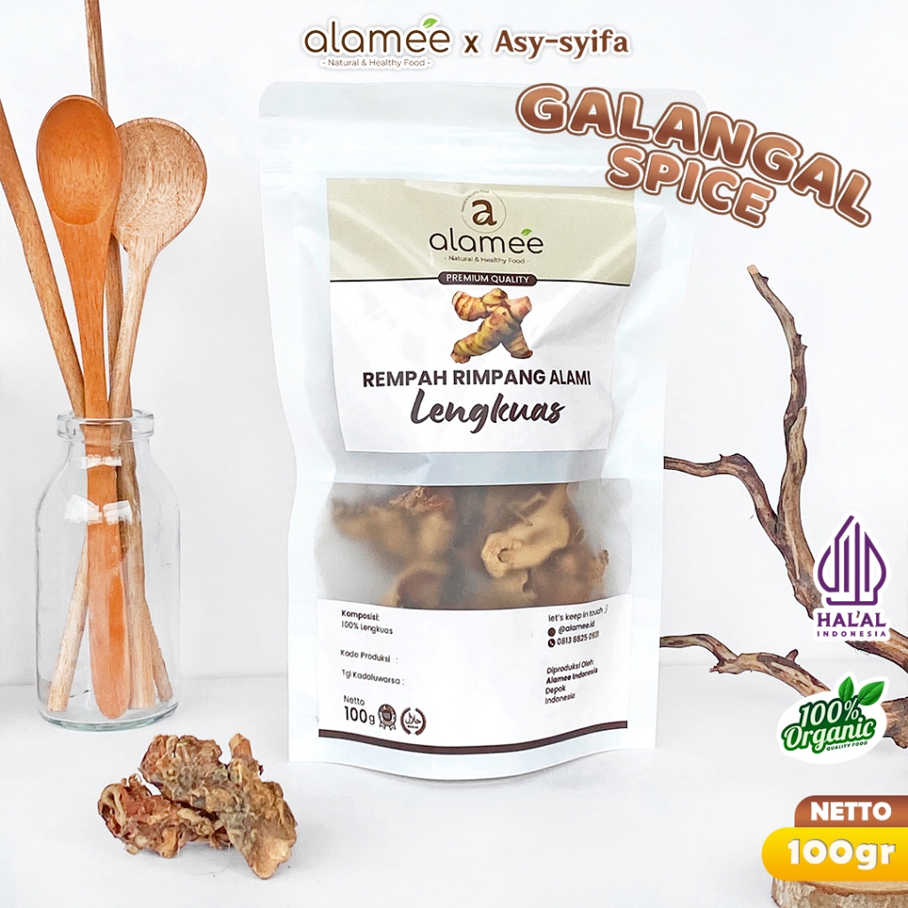 

ALAMEE Lengkuas Kering Dried Galangal Iris Rempah Organik Alami Bumbu Seasoning Masakan Masak 100gr