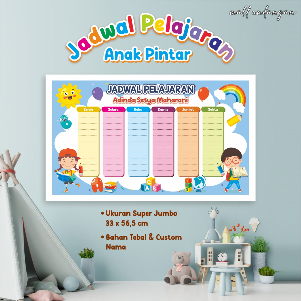 

POSTER JADWAL PELAJARAN ANAK SEKOLAH - JADWAL PELAJARAN ANAK PINTAR CUSTOM NAMA