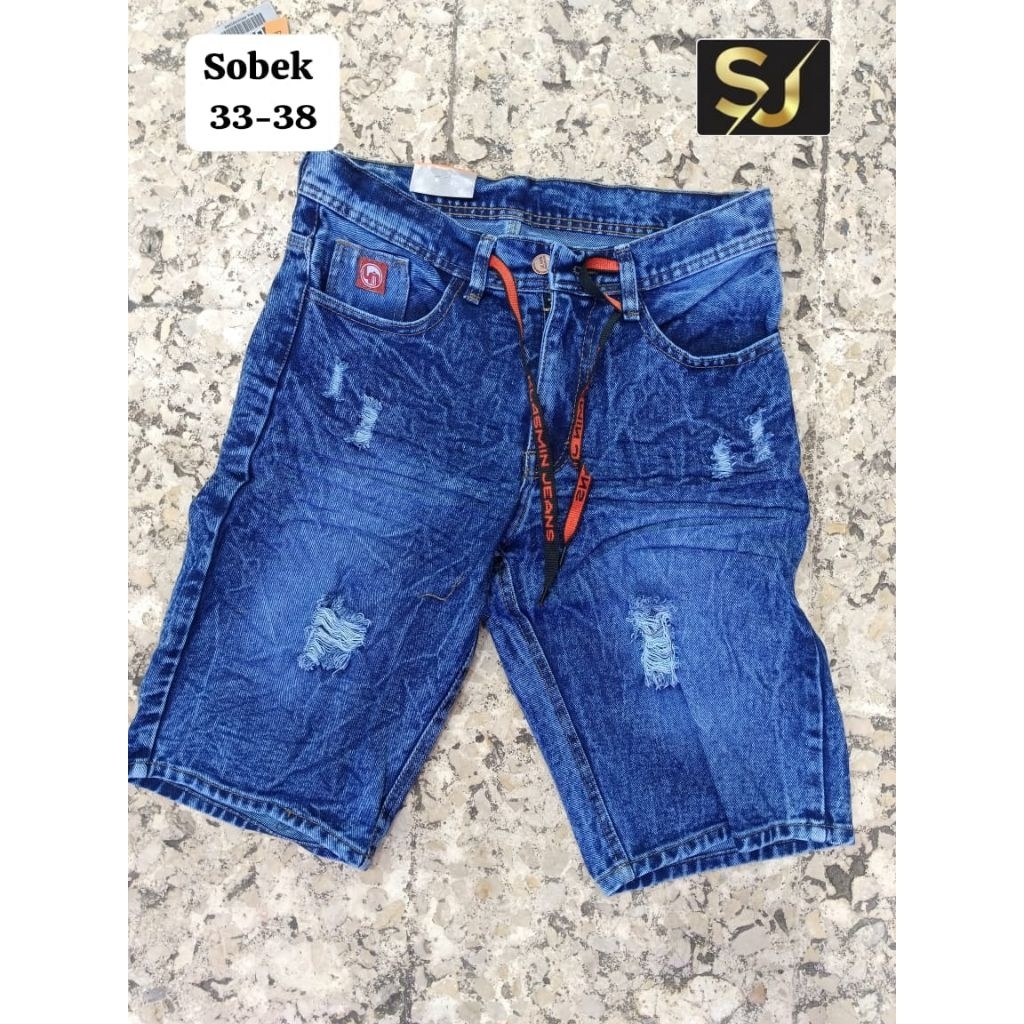celana ponggol jeans sobek pria