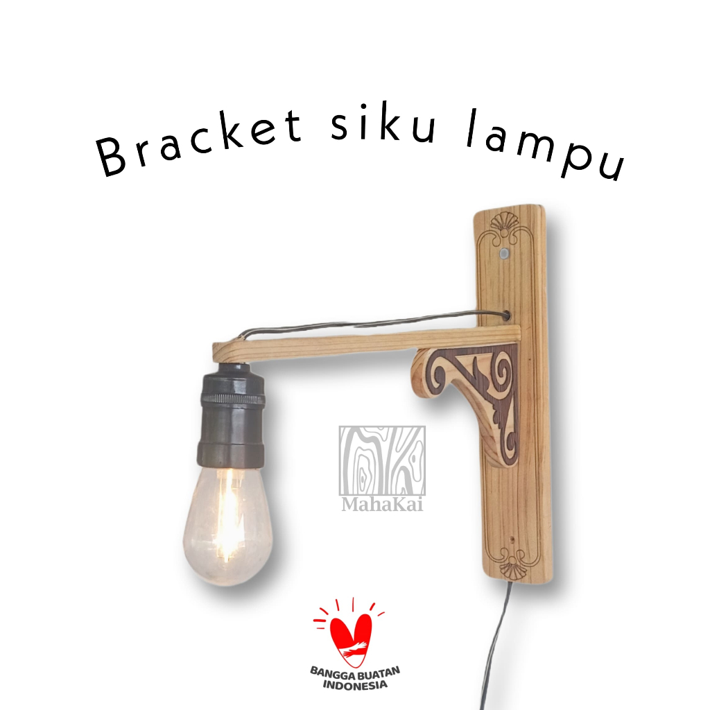 Siku lampu 25 Cm gantung kayu ukir dekorasi lighting cafe lampu tidur bisa untuk pot gantung fitting