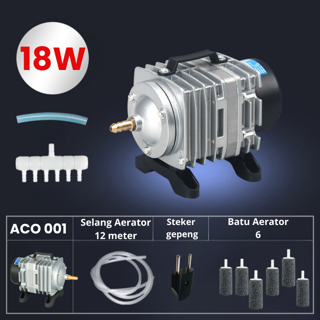 Mesin Aerator Kolam AC0 001 18 Watt Electromagnetik Pompa Gelembung Air Akuarium Blower Kolam Ikan