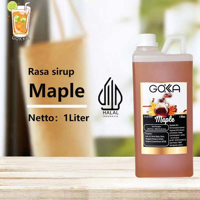 GOKKA Syrup / Maple Flavoured Sirup / Sirup Maple 1L International Halal