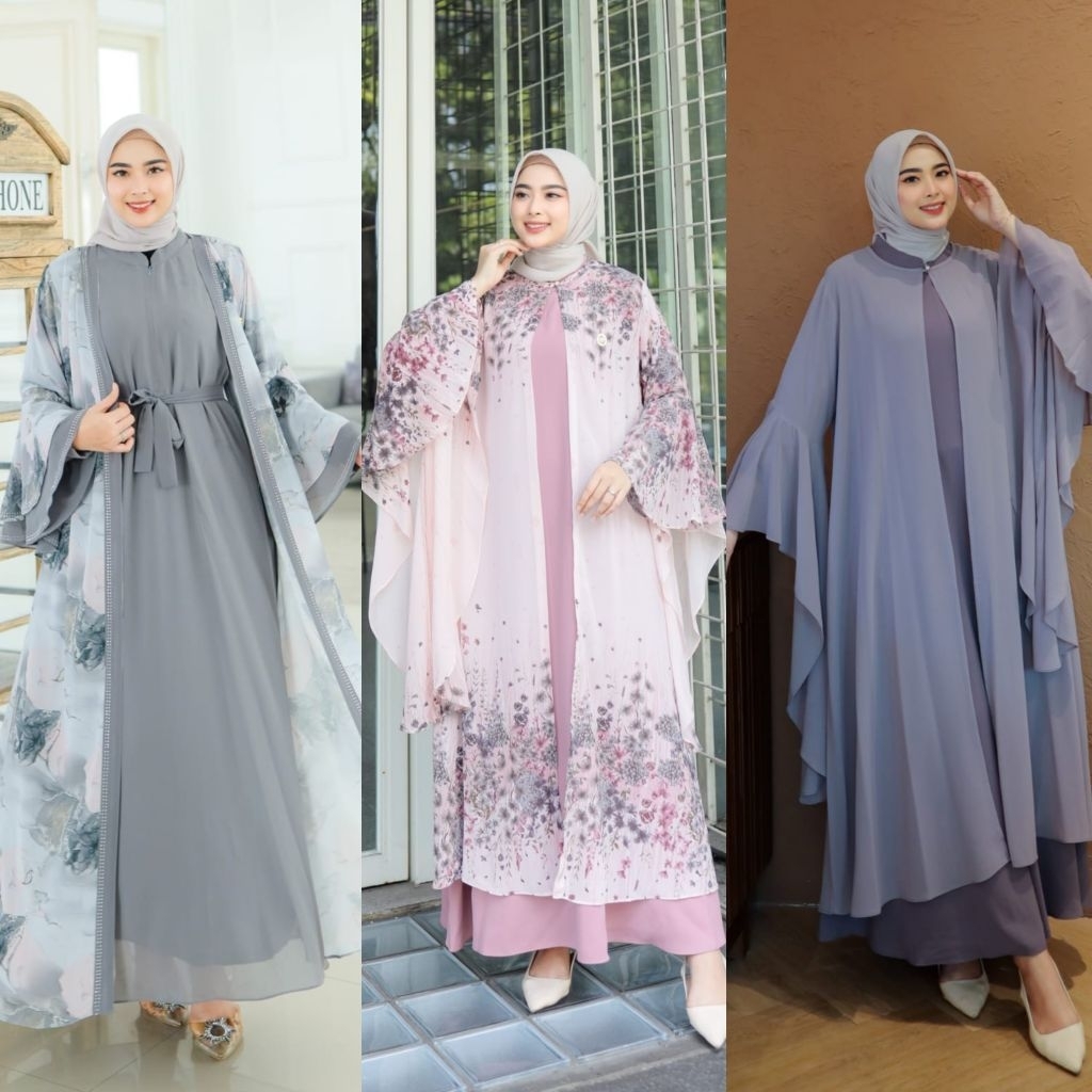 gamis dress resvara Erika nameeza set outer sultan ori df
