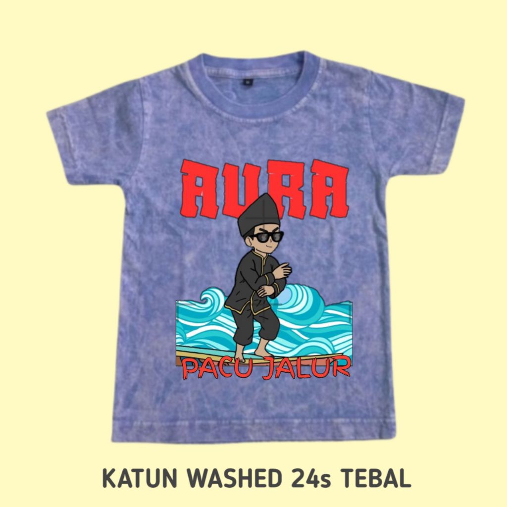 Pacu Jalur Kaos Anak Pacu jalur Katun washed