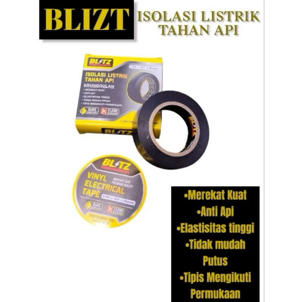 

SOLASI LISTRIK - BLIZT Isolasi/Solasi Listrik Tahan Panas/api 20meter