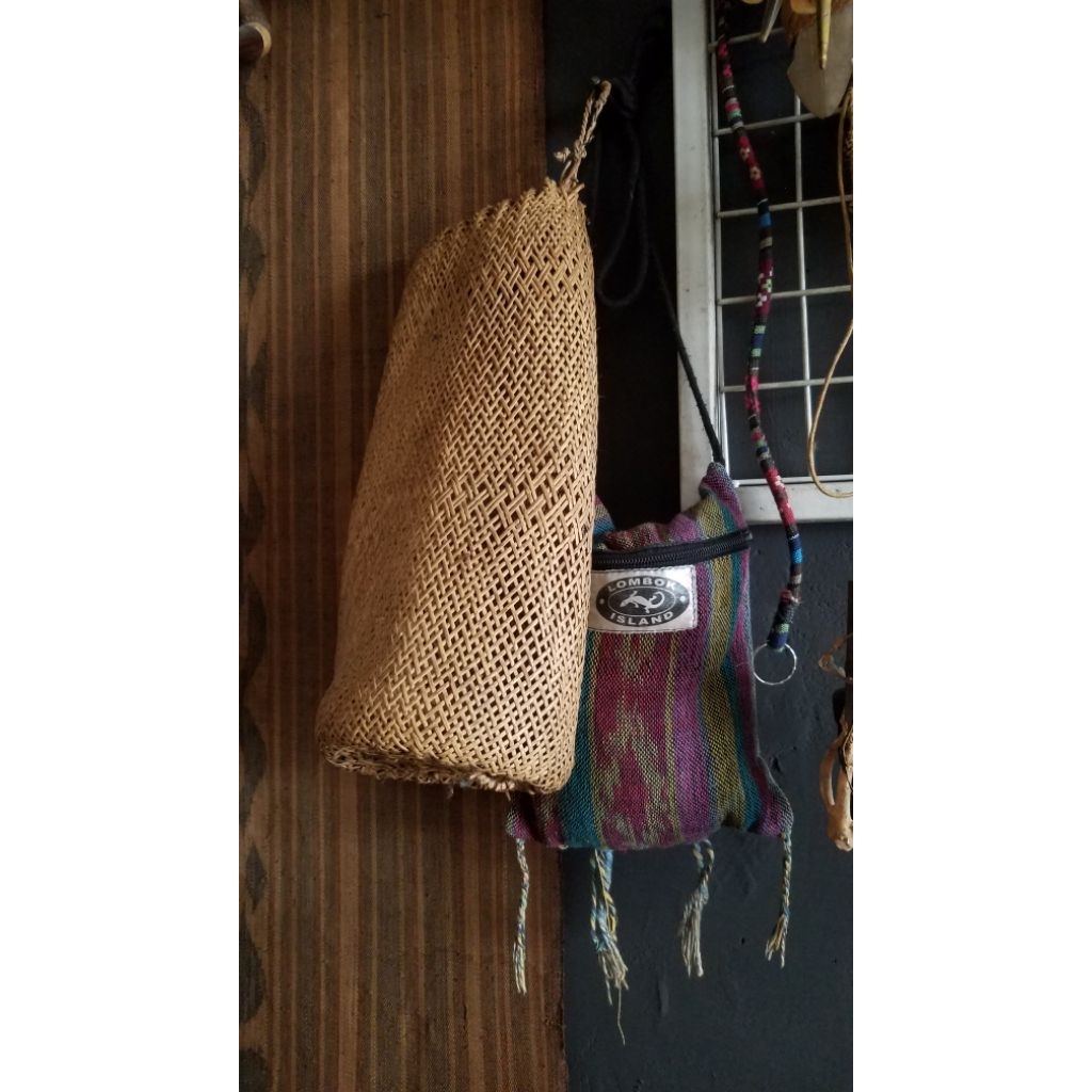 2pcs tas etnik tenun lombok anyaman rotan