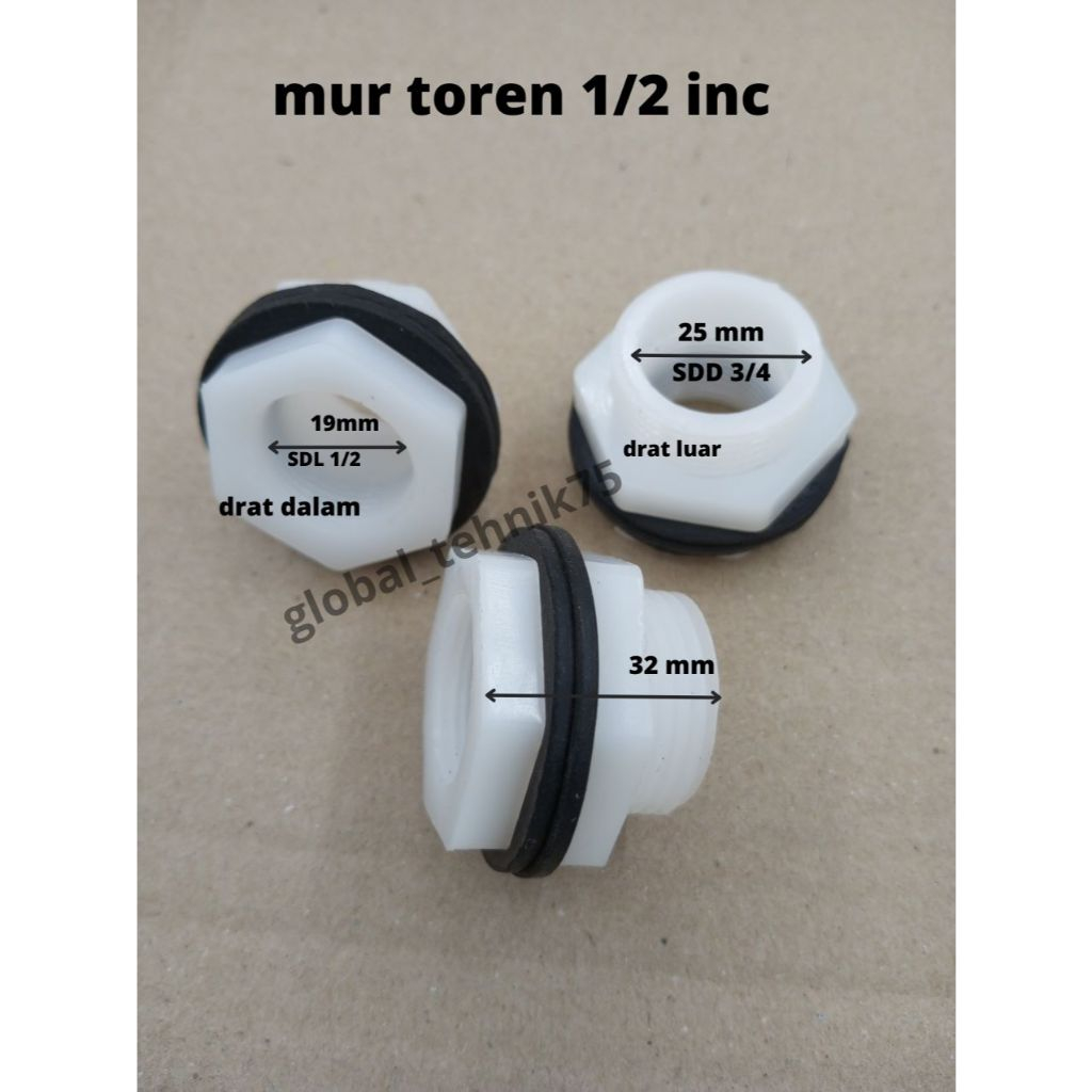 MUR TOREN 1/2" DRAT TOREN 1/2 INCH DRAT KOLAM TERPAL