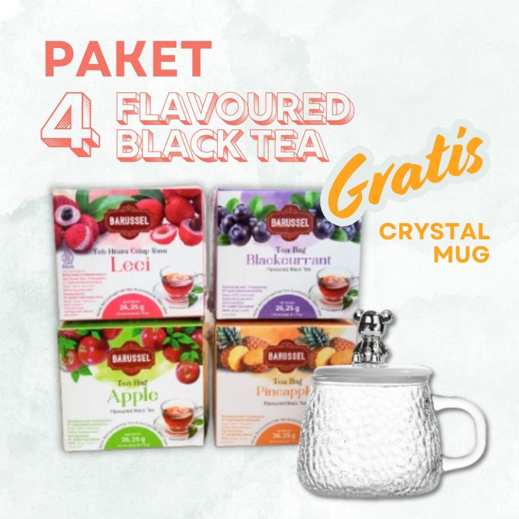 

BARUSSEL Paket Teh isi 4 FREE Crystal Mug