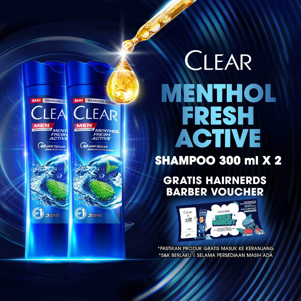 CLEAR MEN SHAMPOO COOL SPORT MENTHOL 300ML Twinpack
