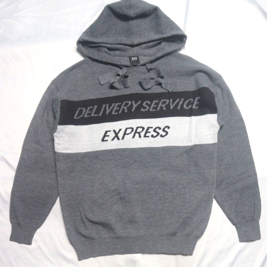 NII Hoodie Knit Abu Grey Jaket Knitwear Sweater Sweatshirt Crewneck Rajut Wool Jaket