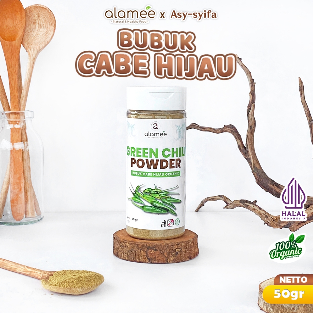 

ALAMEE Bubuk Cabe Hijau Green Chili Seasoning Powder Bumbu Masakan Dapur Murni Tampa Campuran 50gr