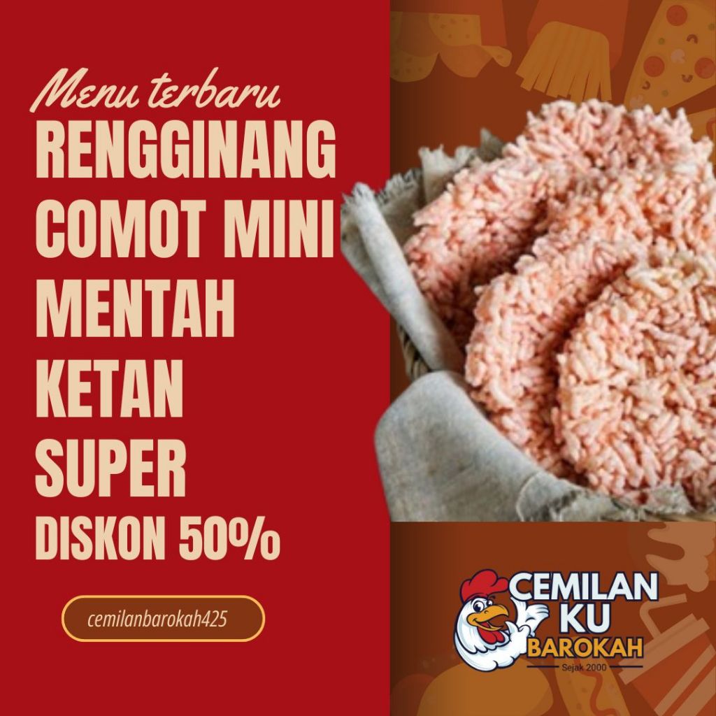 

Rengginang Comot Mini Mentah Ketan Super Mix Tiga Rasa Kencur,Terasi dan ketan Hitam