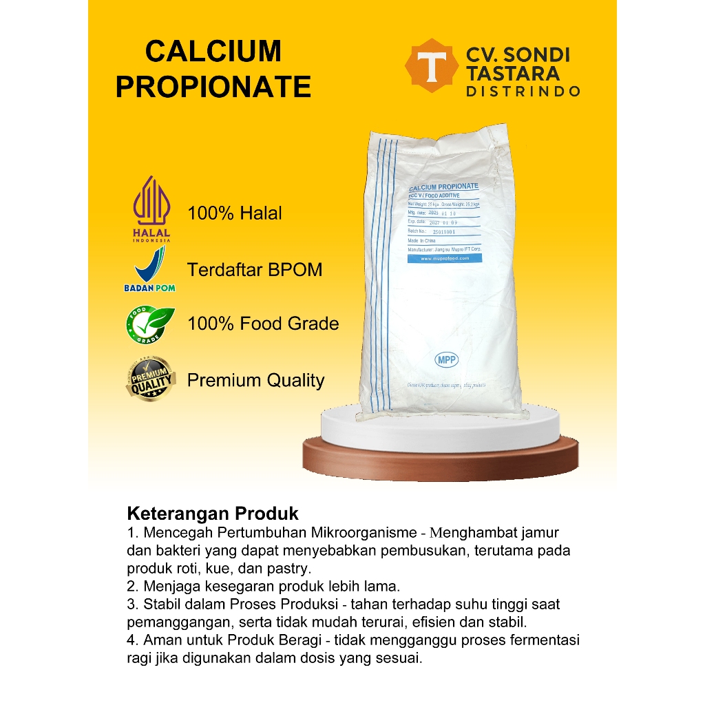 

CALCIUM PROPIONATE EX MUPROFOOD / PENGAWET MAKANAN REPACK 1KG