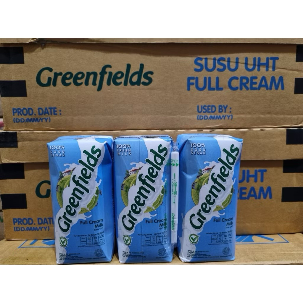 

Susu Kotak UHT Greenfields Full Cream 200 mL 1 Karton (32 pcs)