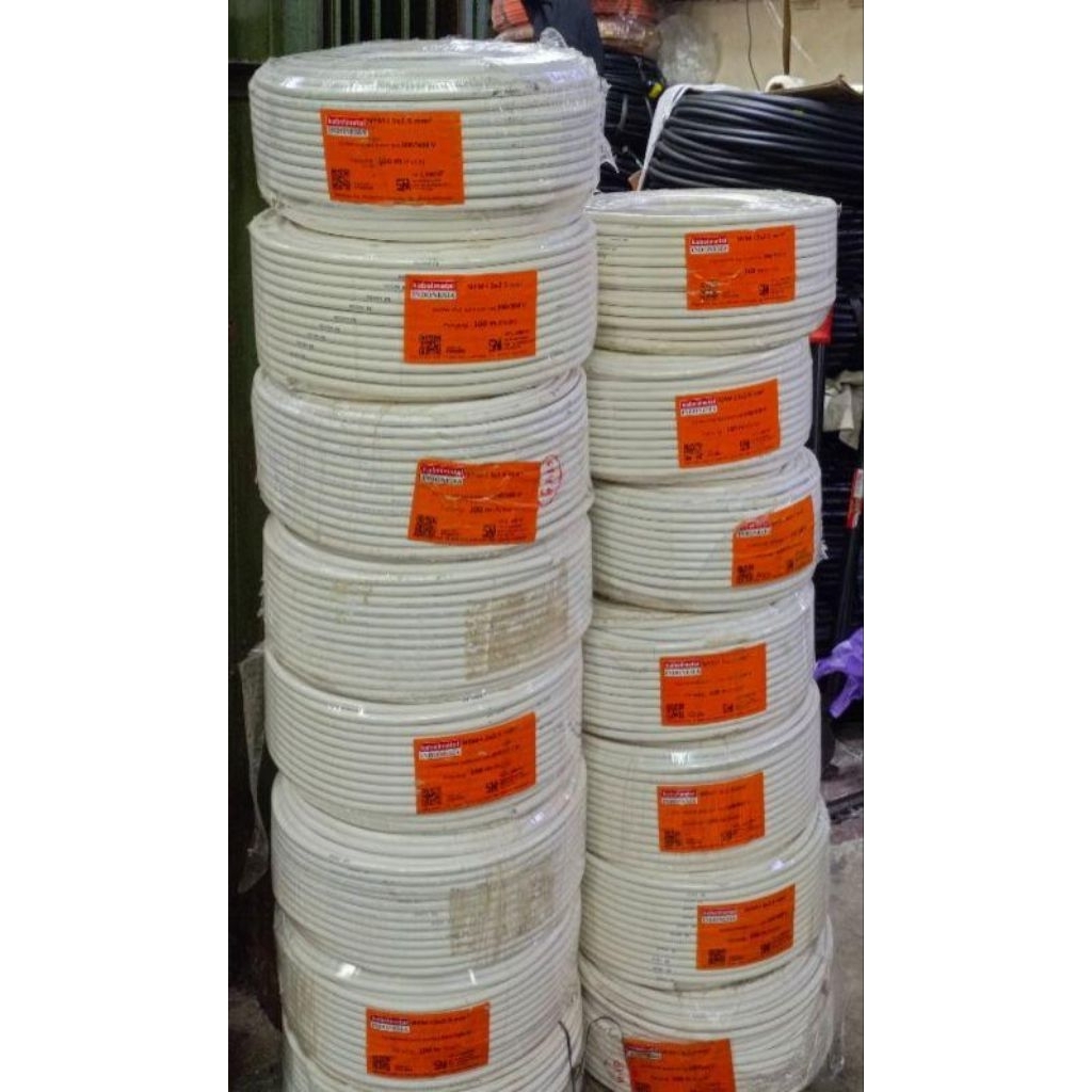 Nym 3x2.5 mm kabelmetal @100mtr kabel warna putih tunggal NYM 3x2.5mm