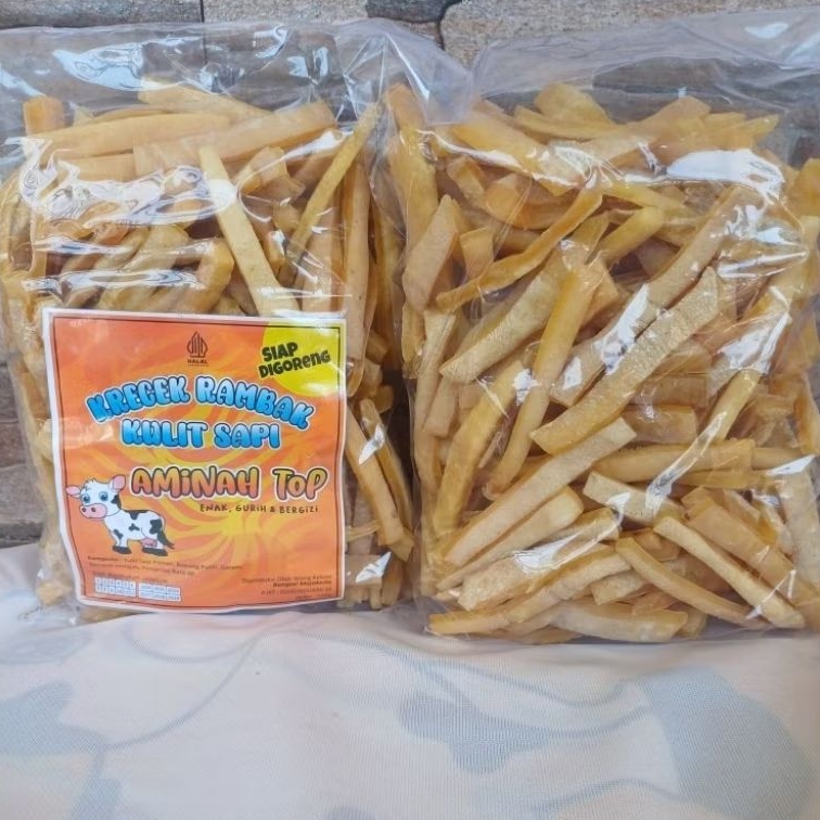 

kerupuk kulit sapi 1 kg/krecek rambak kulit sapi mentah/Aminah top krecek rambak kulit sapi/jangek mentah/dorokdok mentah/rambak kulit sapi varian stik mie