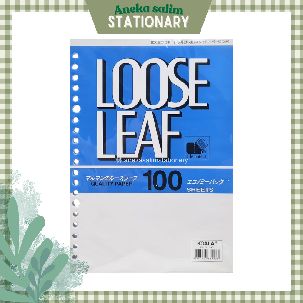 

Anekasalim - Loose Leaf Isi Kertas Binder Koala A5-100 Plain/Polos