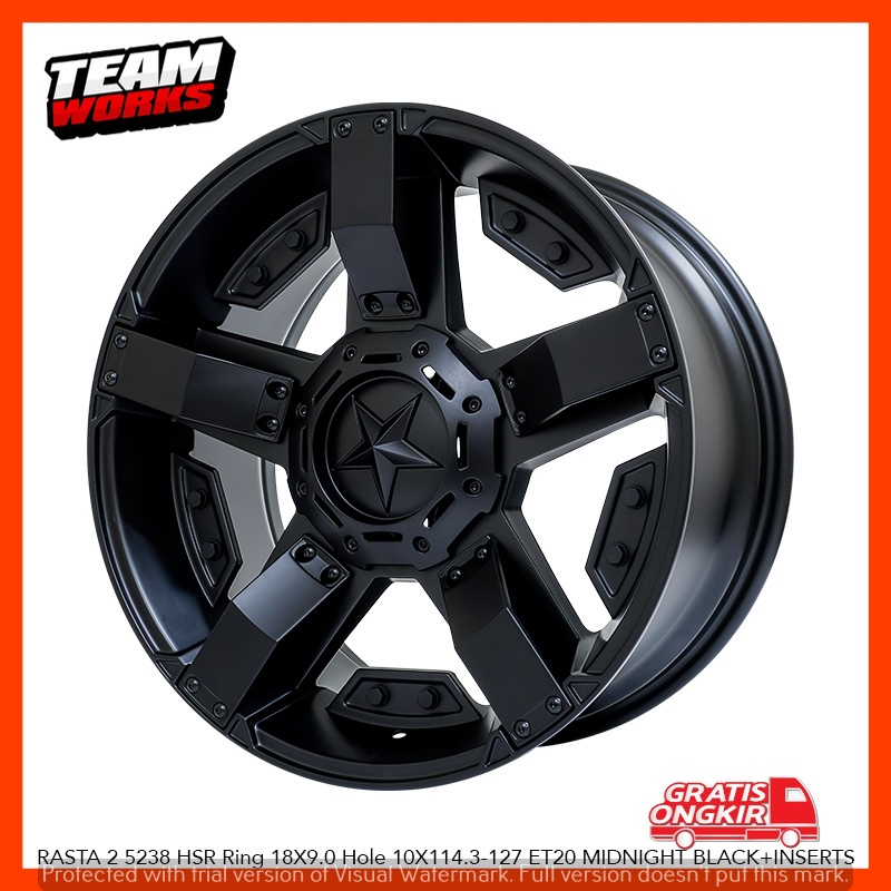 PAKETAN VELG PLUS BAN RING 18 HSR RASTA LEBAR 9 RUSH TERIOS RUBICON DODGE PELEK OFFROAD R18 BLACK
