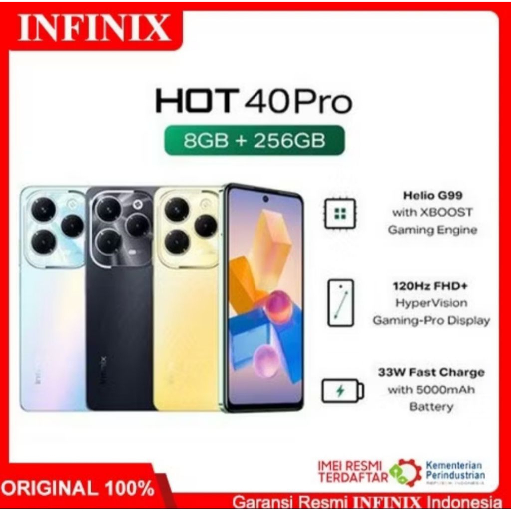 Infinix Hot 40 Pro Ram 12/256GB Garansi Resmi
