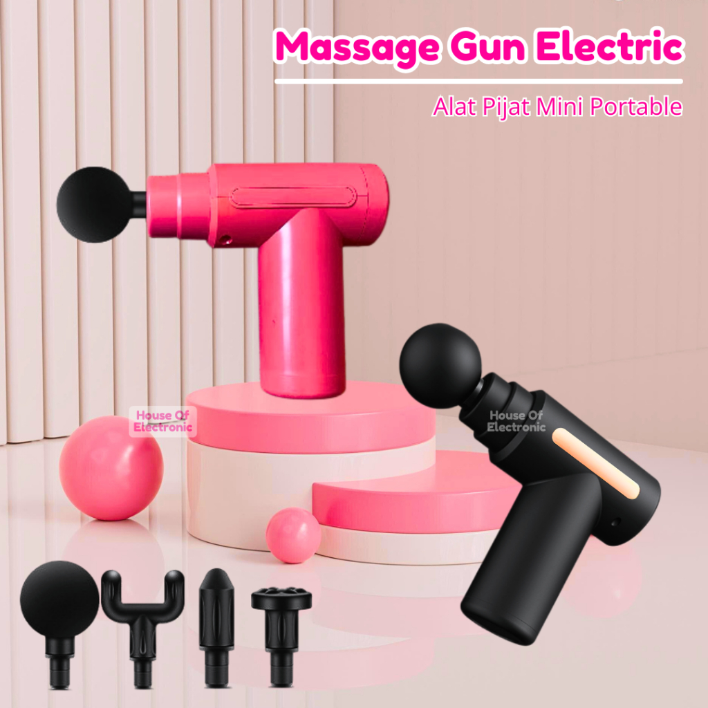 Pijat Getar Elektrik Alat Pijat Getar Elektrik Massage Gun 4 IN 1 Electric Portable USB Kabel Alat T