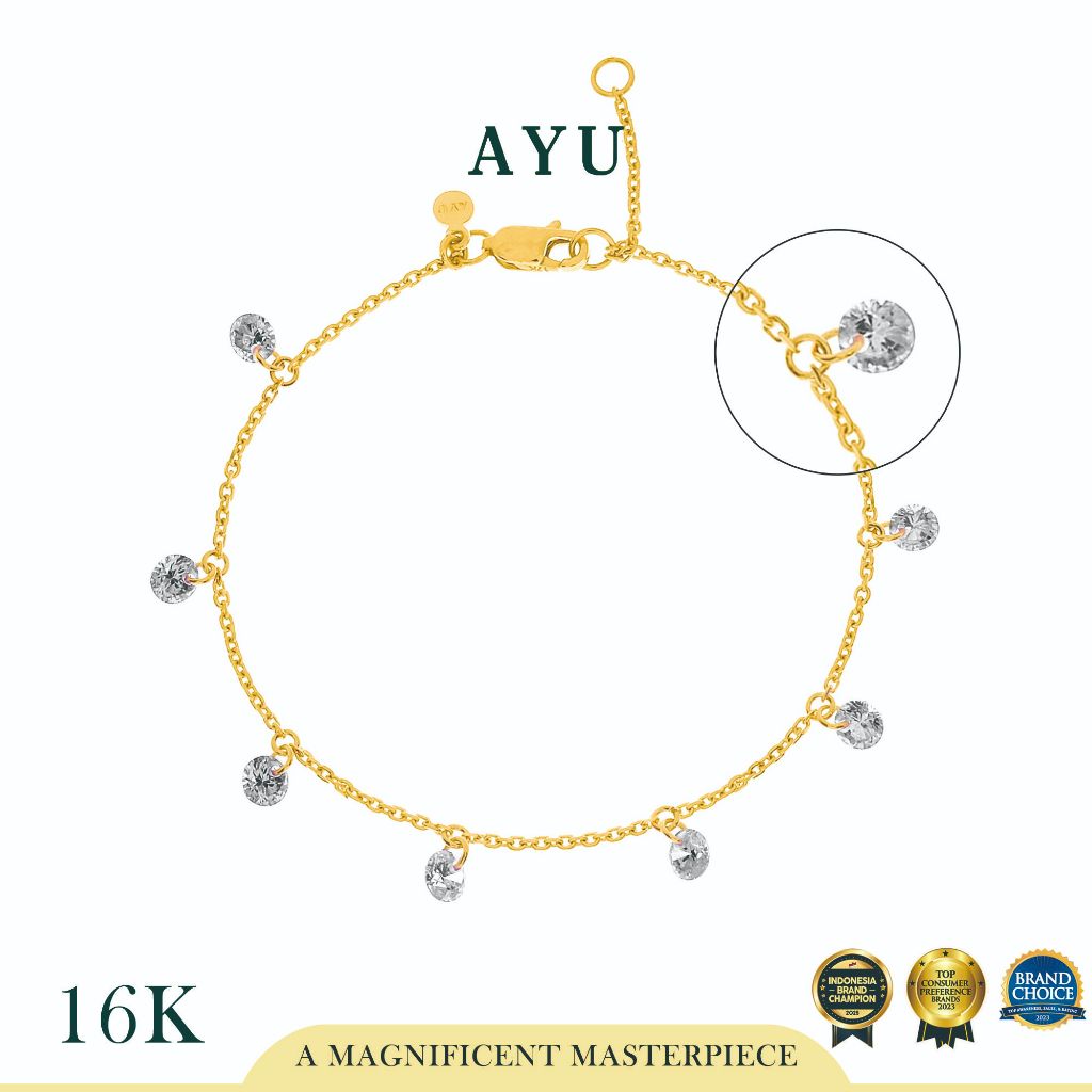 AYU Gelang Kaki Emas - 8 Candy Pop Chain Anklet 16k Yellow Gold