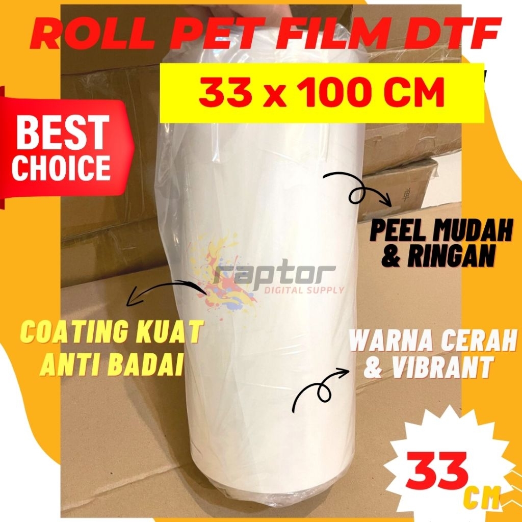 

PET FILM DTF METERAN FILM DTF 33 CM - SABLON DTF EKONOMIS MURAH BERKUALITAS