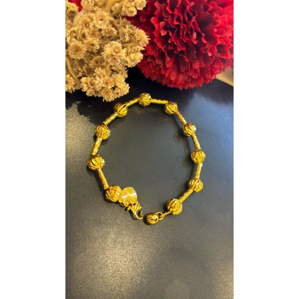 Gelang rantai bola premium bahan lapis emas 24 k