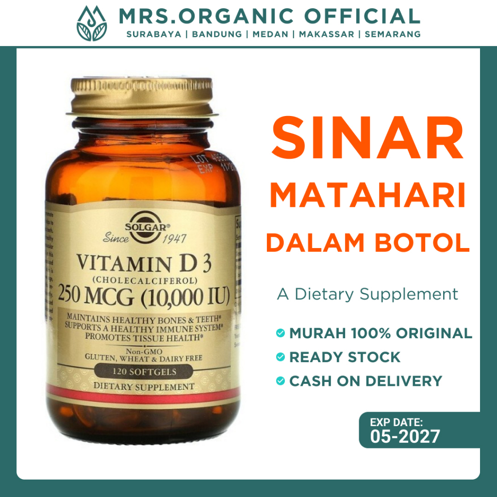 Solgar Vitamin D3 10000 IU – Kesehatan Tulang, Gigi & Imun