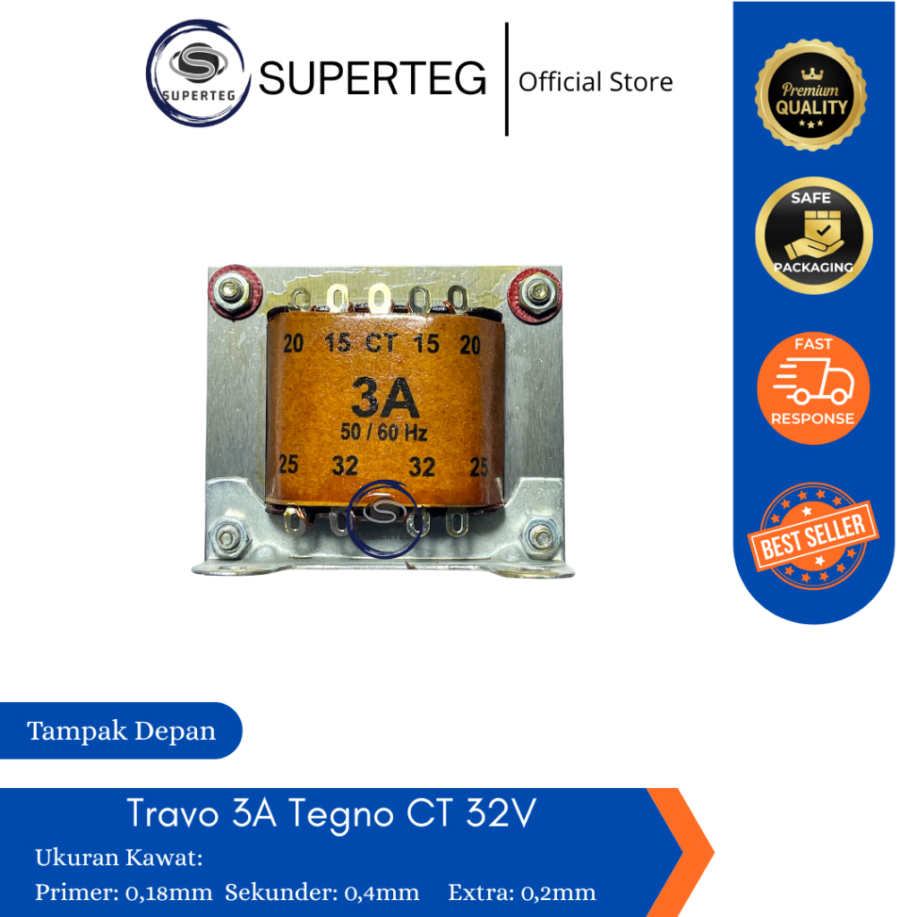 Travo / Trafo 3A CT 32 (22x35) Tegno 50/60Hz Tembaga Murni KUALITAS  SUPER PREMIUM 3 AMPERE