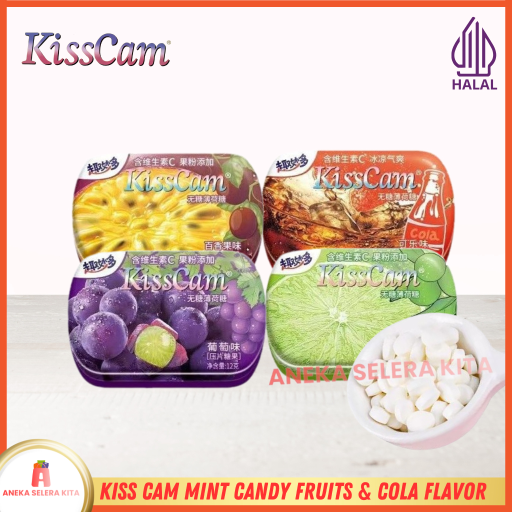 

KissCam Permen Mint Segar Rasa Aneka Buah Dan Cola - 12g