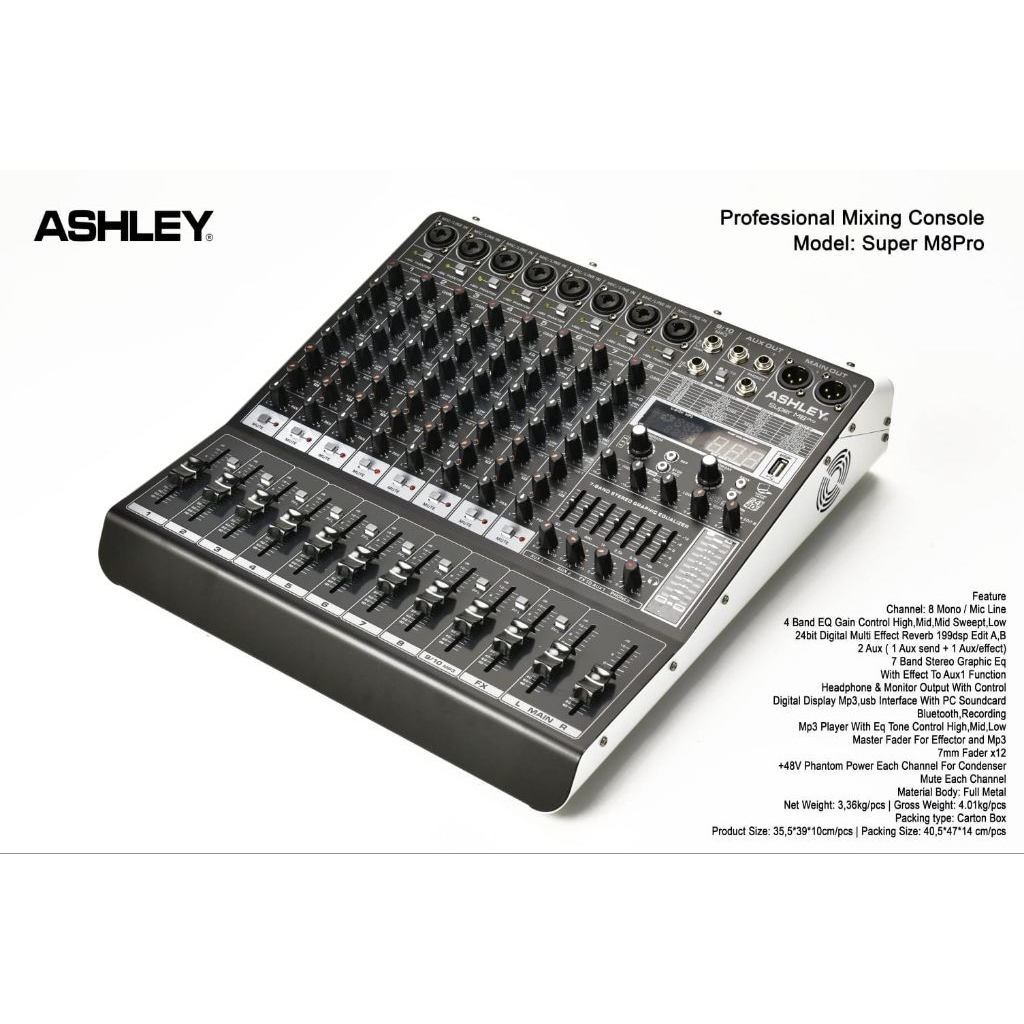 Mixer Ashley Super M8 Pro Mixer Audio 8 Channel Original