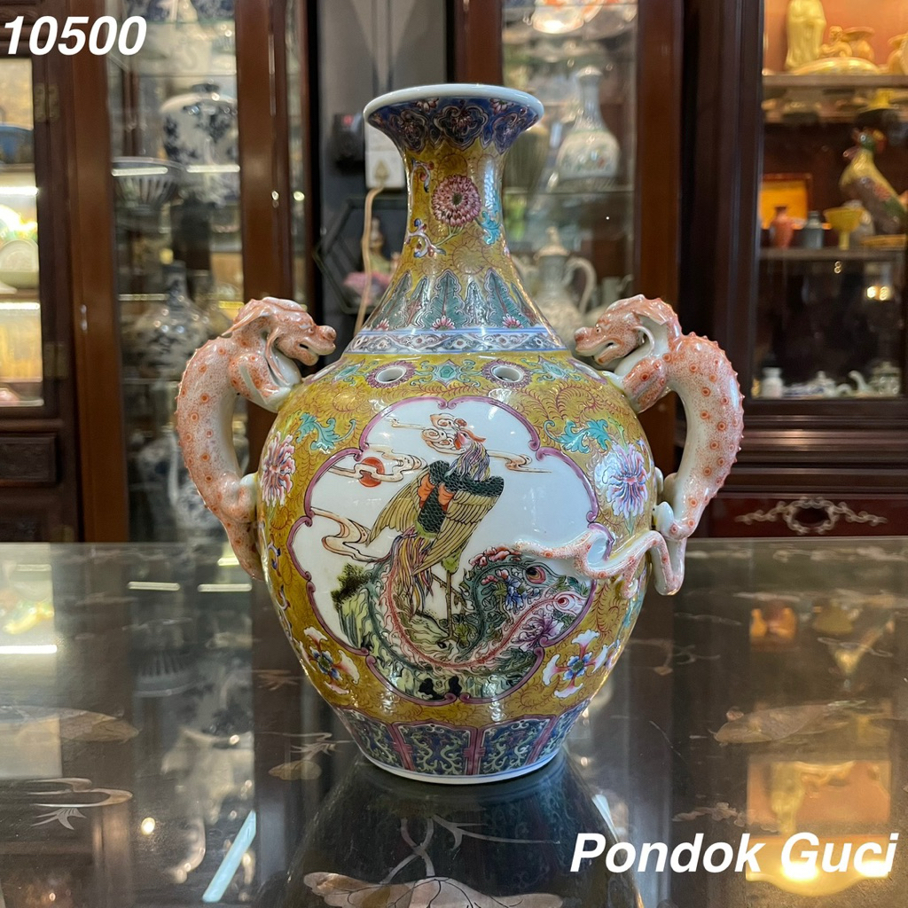 A Enamel-Ware Vase "Qiln"guci antik, vas antik, keramik antik, barang antik, dekorasi rumah, hiasan 