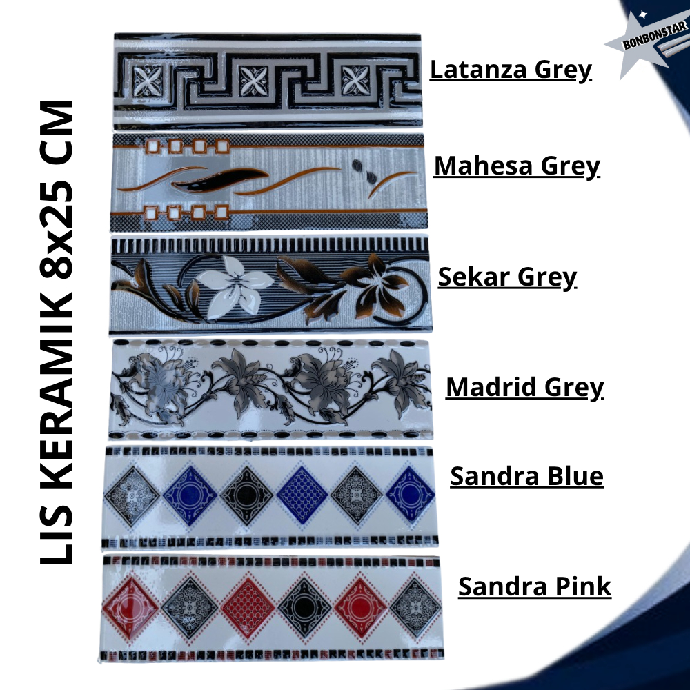List Keramik Dinding Timbul Tipis 8x25cm Aneka Rupa || List dinding Ruang Tamu Ruang Keluarga || Lis