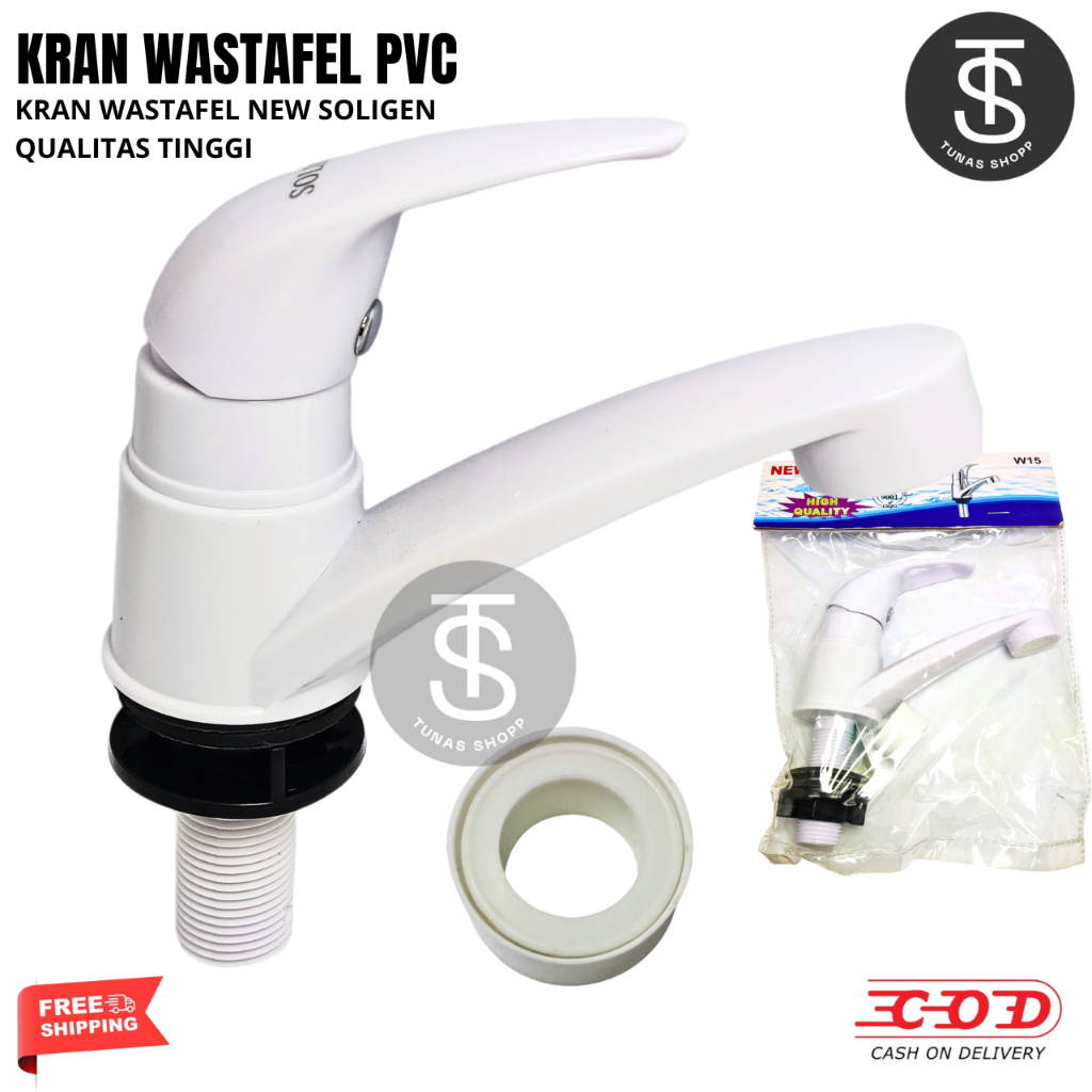 Kran Wastafel PVC NEW SOLIGEN / Kran Wastafel W-15 1/2 In / Ringan Tahan Lama Tahan Karat Anti Bocor