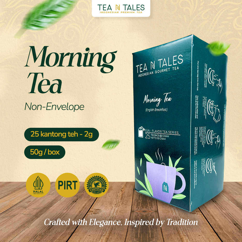 

TeaNTales Black Tea Morning Tea - Teh Original Premium Rendah Kafein | 25 Non Envelope Tea Bags @2g