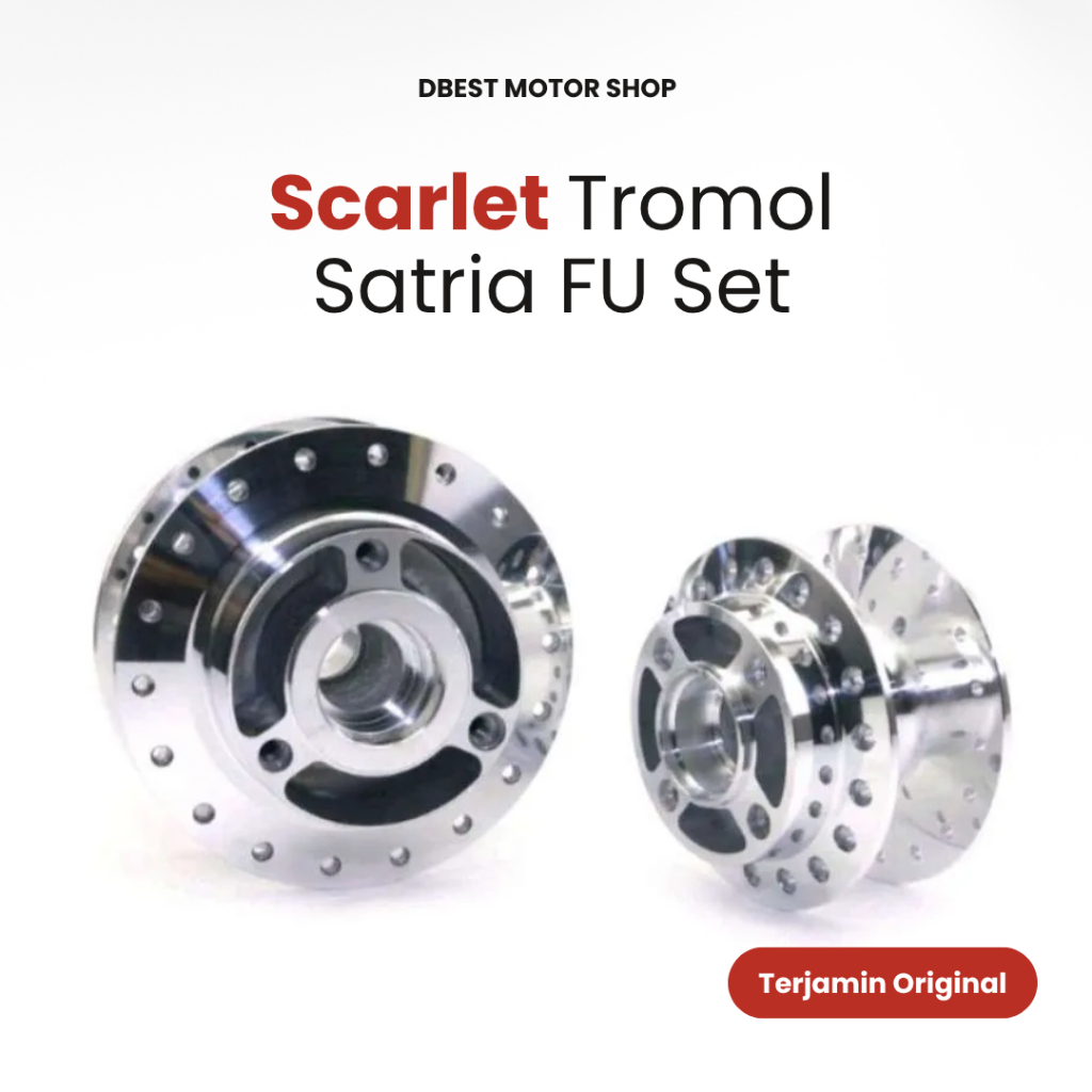 Tromol Satria Fu Set Depan Belakang Chrome Original Scarlet Motor