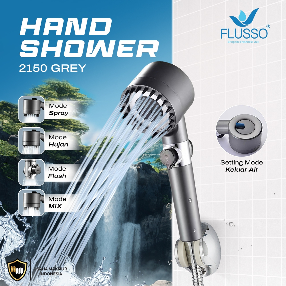 FLUSSO SHOWER (9&10) TANPA SELANG / Kepala Shower Mandi / Hand Shower Mandi Tanpa Selang 2193