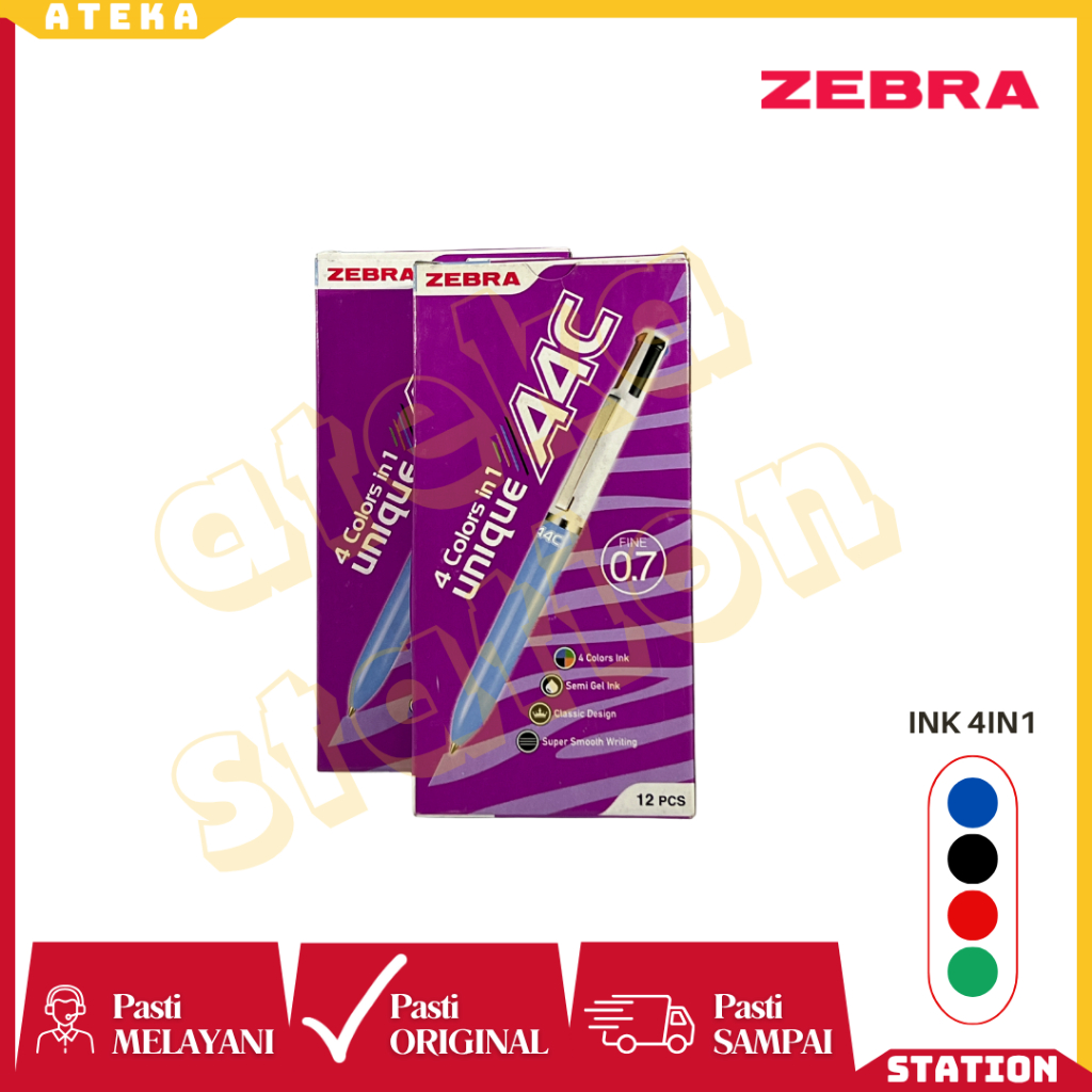 

(BOX) pen / pena / bolpoin / pulpen ZEBRA A4C 4 IN 1 0.7 MM