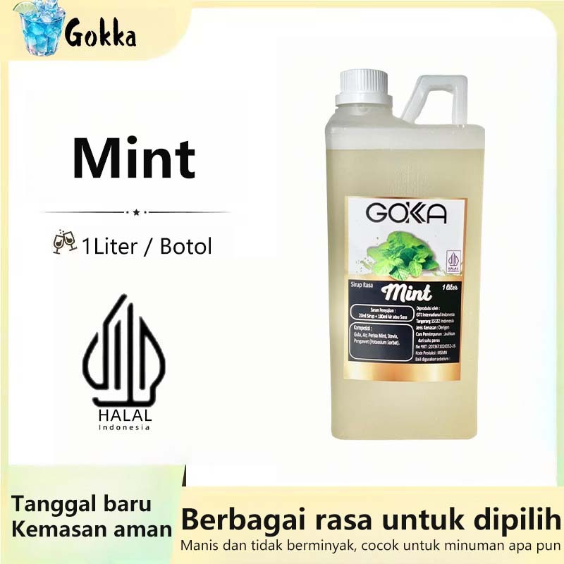 

GOKKA Sirup Minuman Rasa Mint 1L Syrup / Sirup Mint Sertifikasi Halal