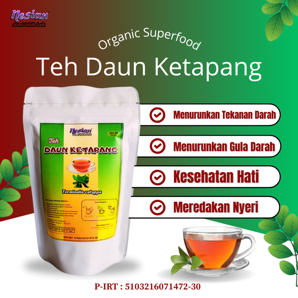 

NESIAN TEH DAUN KETAPANG | TEH HERBAL | TERMINALIA CATAPPA L. | 20 KANTONG TEH