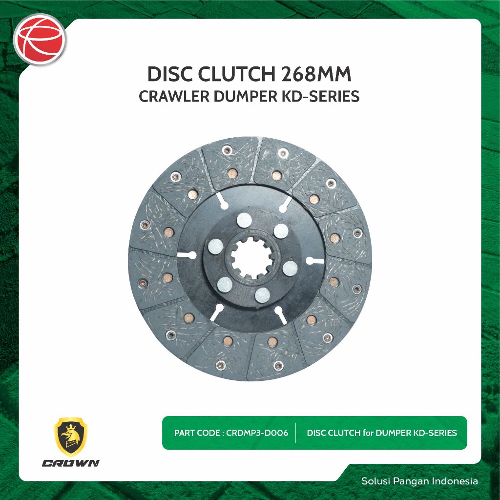 DISC CLUTCH 268MM / SPAREPART FOR CROWN DUMPER KD SERIES / ALAT ANGKUT SERBAGUNA / CRAWLER DUMPER