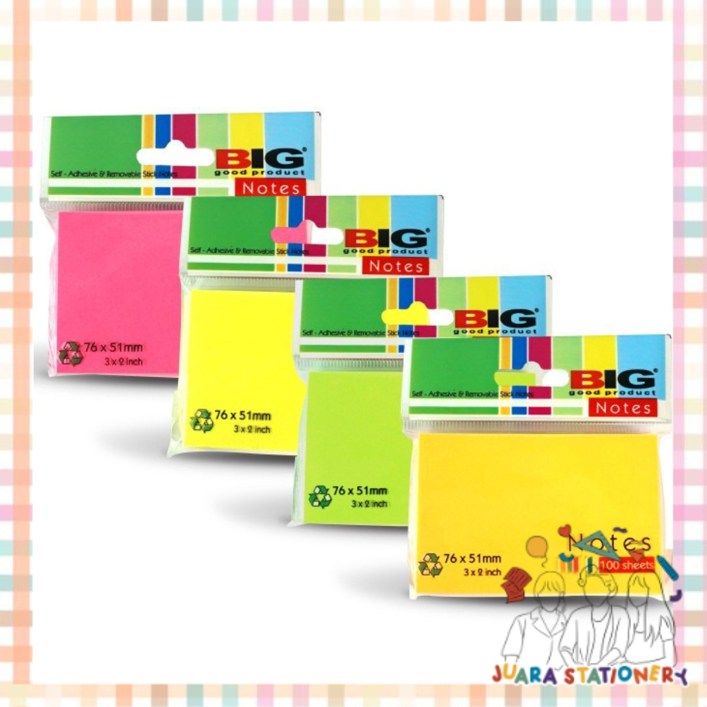 

(746) Sticky Notes Big 76x51 Warna Mix 100 lembar / Memo Sticky Note 3x2 Warna