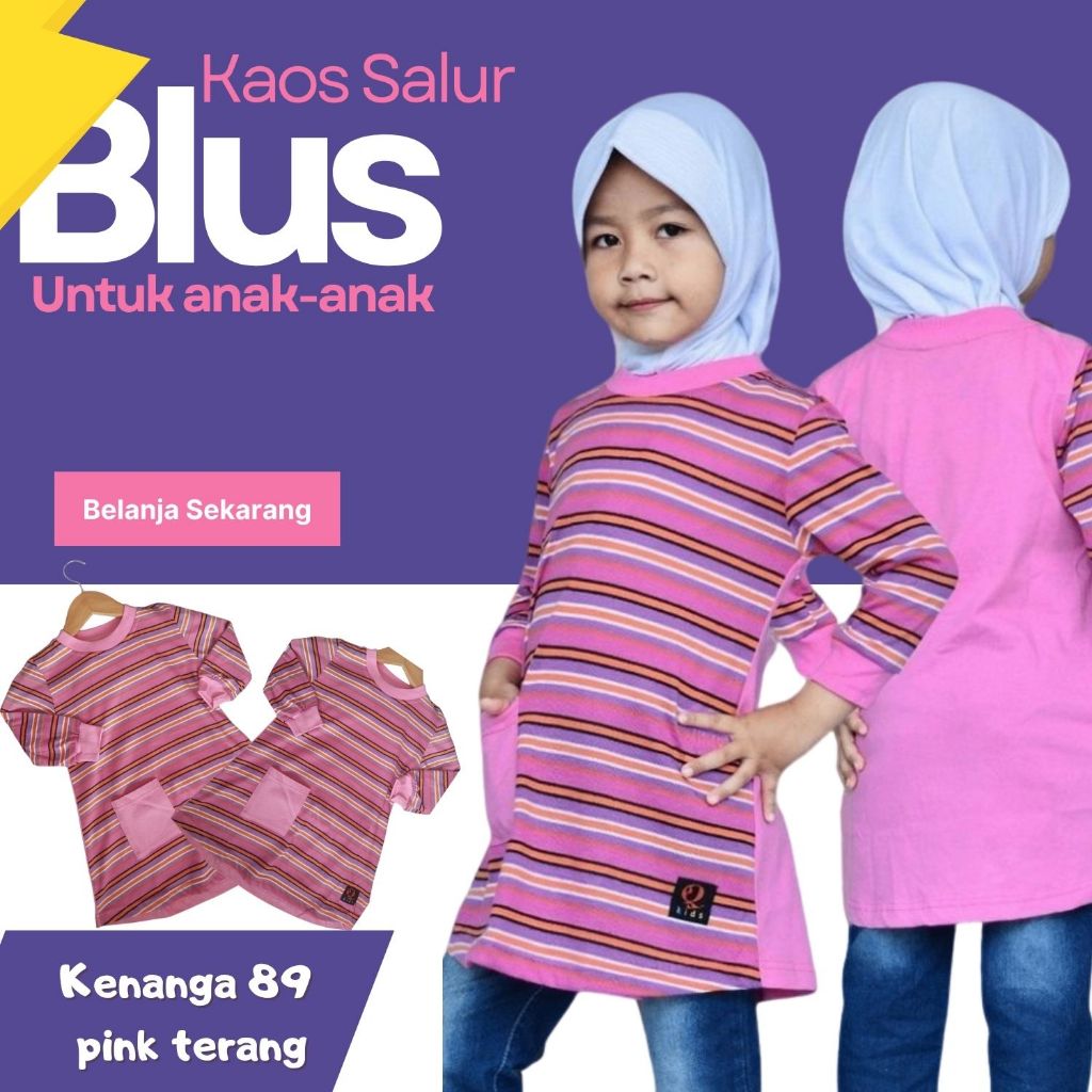 BAJU ATASAN KAOS ANAK QIRANI KENANGA 89 PINK TERANG