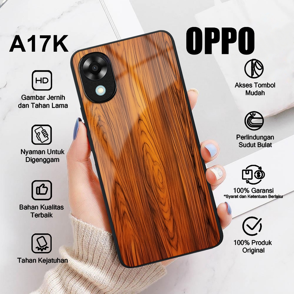 Chico Case OPPO A17K Motif KAYU Casing Hp Soft Glossy Kesing Silikon Softcase oppo Bisa cod