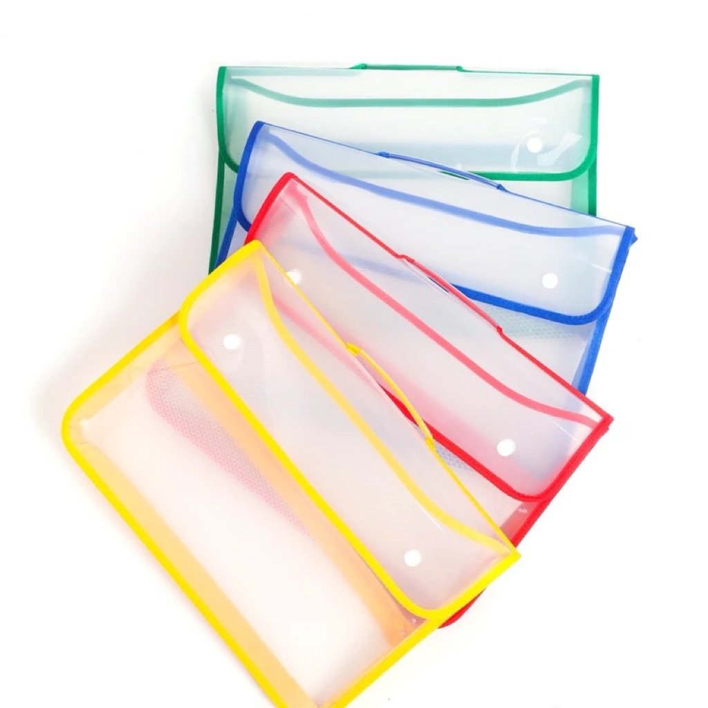 

School Bag / Map Plastik dengan Kantung Jaring di Belakang / Briefbag - FIGO