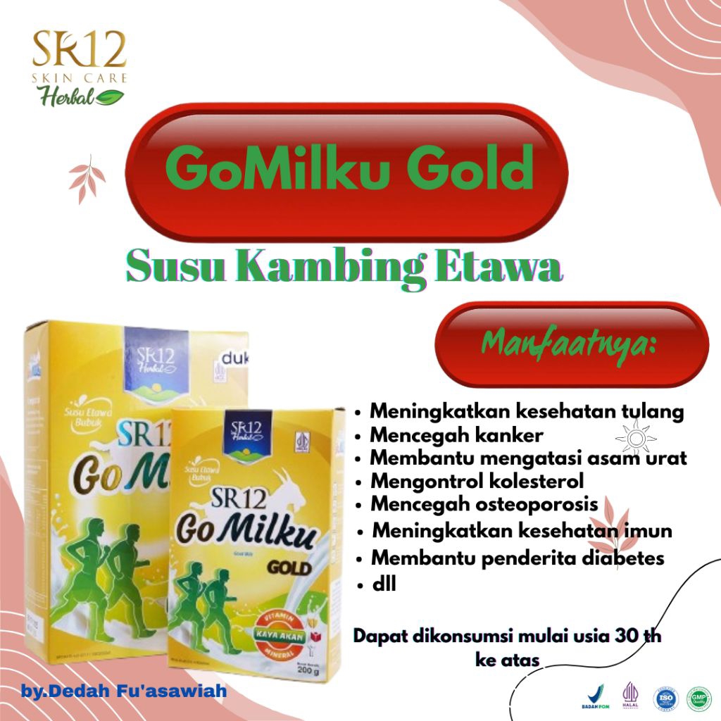 

GoMilku Gold SR12/Susu Kambing Etawa Tanpa Krimer/Tidak Bau Prengus dan Aman Diabetes/Kemasan 200gr &600gr Mengandung Bawang Putih/Mengandung Jahe/Untuk Usia 30Tahun Keatas
